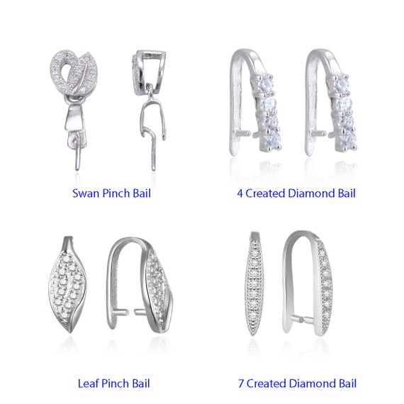 Pick 2pcs/5pcs 925 Sterling Silver Pendant Clasp Pinch Bail Clip