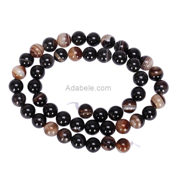 Piedra Preciosa Natural Ágata Negra Con Flores espaciador granos 15.5/" 4mm 6mm 8mm 10mm 12mm