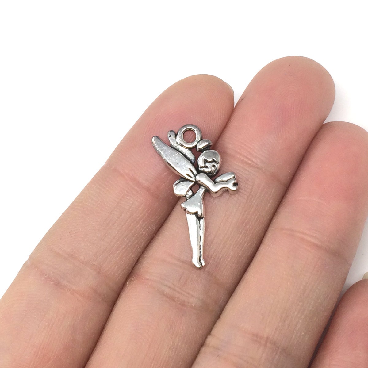 10 X Angel Charms 25x13mm Antique Silver Tone | Two Sided