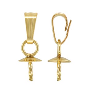 5pcs Adabele Real 1/20 14K Gold Filled Small Locket Bail Clasp with 4mm Cup Twisted Peg Bail Glue-on Pendant Connector for Jewelry Makings