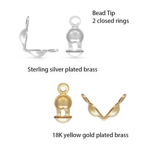 100pc or 200pcs 8mm Clamshell Calotte Bead Tip End Cap Knot Cover Silver/18K Yellow Gold Plated Brass 2 Closed Ring for Craft Jewelry Making