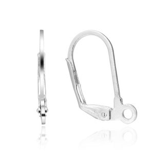 May include: Silver earring findings with a lever back closure. The findings are made of metal and have a shiny finish.