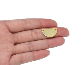 10pcs Tarnish Resistant 21mm 2-Hole Half Round Circle Semicircle Link Connector 18K Yellow Gold Plated Brushed Brass Craft Jewelry Making
