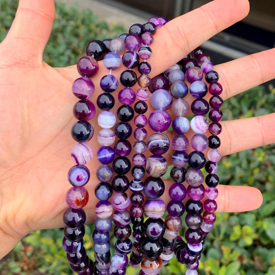 Natural Stone Round Faceted Striped Agate Gemstone Beads For Jewelry Making 15" 