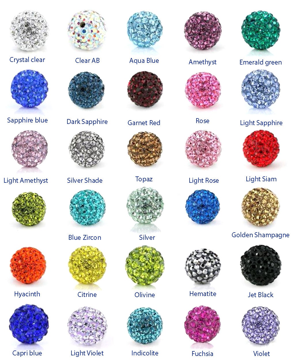 U Pick Grade A Sparkle 10mm Crystal Disco Ball Rhinestone Round Beads…