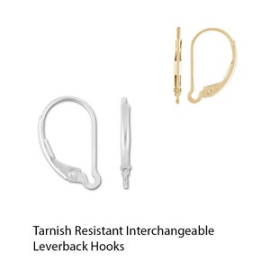 May include: Two pairs of tarnish resistant interchangeable leverback earring hooks. One pair is gold and the other is silver.