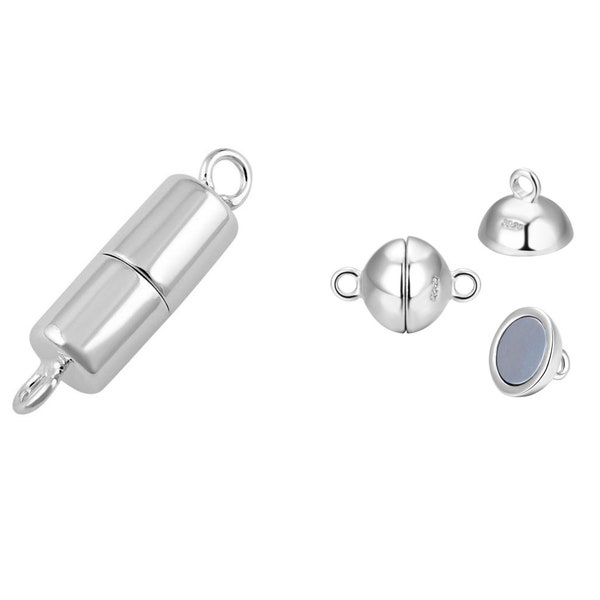 U Pick 1 ou 2 ensembles Argent sterling Smooth Ball Tube Fermoir magnétique fort sécurisé pour collier bracelet pierre précieuse perle bois bijoux fabrication