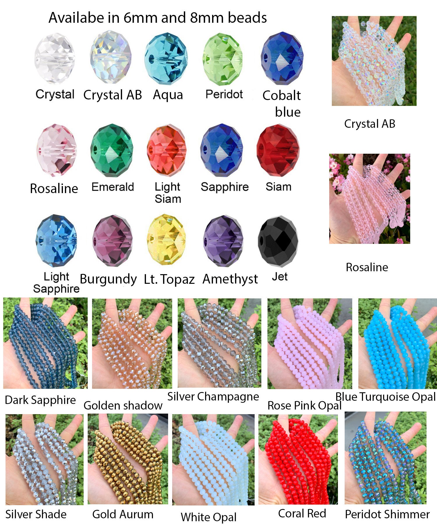 Wholesale Crystal Glass Rondelle Faceted Loose Spacer Beads 6mm 8mm U Pick Wholesale Crystal Glass Rondelle Faceted Loose Spacer Beads 6mm 8mm U Pick