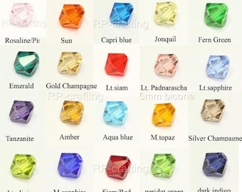 Pick 50pc/100pcs Top Quality Adabele Austrian 6mm Faceted Bicone Crystal Beads Compatible with Swarovski Crystals for Craft Jewelry Making