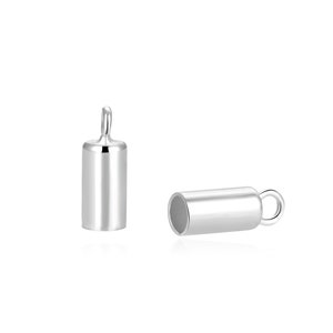 Pick 10pcs 925 Sterling Silver Glue In Cord End Cap Barrel for 1.5mm 2/2.5/3.5mm Leather Cord Beading Wire DIY Craft Jewelry Making Findings