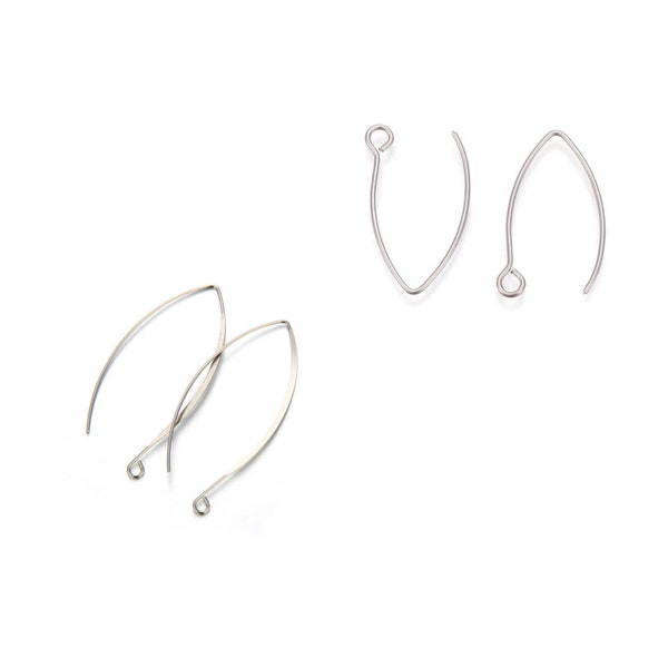 U Pick 50pc/100pc 316 Grade Surgical Stainless Steel V Shape Marquise Earring Hooks 45mm Dangle Drop Earwire for Earrings Jewelry Making