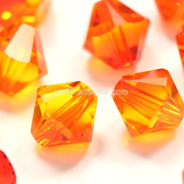 Pick 100pcs Preciosa 3mm 4mm 6mm Fire Opal Red Orange Bicone Crystal Beads Compatible with Swarovski Crystals 5301/5328 for Jewelry Making