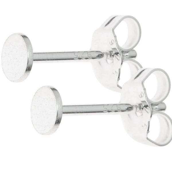Pick 4 or 10 Pair 925 Sterling Silver Earring Posts 0.7mm Pin 3mm 4mm 6mm 8mm Flat Board Glue On Setting Earring Back for DIY Jewelry Making