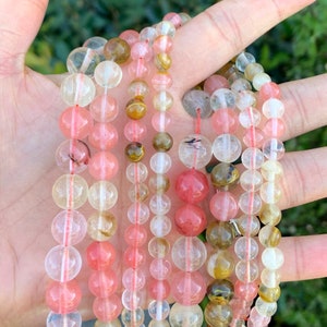 U Pick 1 Strand/15&quot; Synthetic Watermelon Tourmaline Gemstone 4mm 6mm 8mm 10mm Round Stone Bead for Earrings Bracelet Necklace Jewelry Making