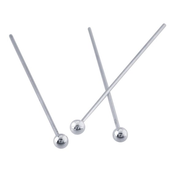 200pcs Gold Ball Head Pins 30mm Wire Head Pins 24 Gauge Brass Head Pins for DIY Craft Jewelry Making, Silver