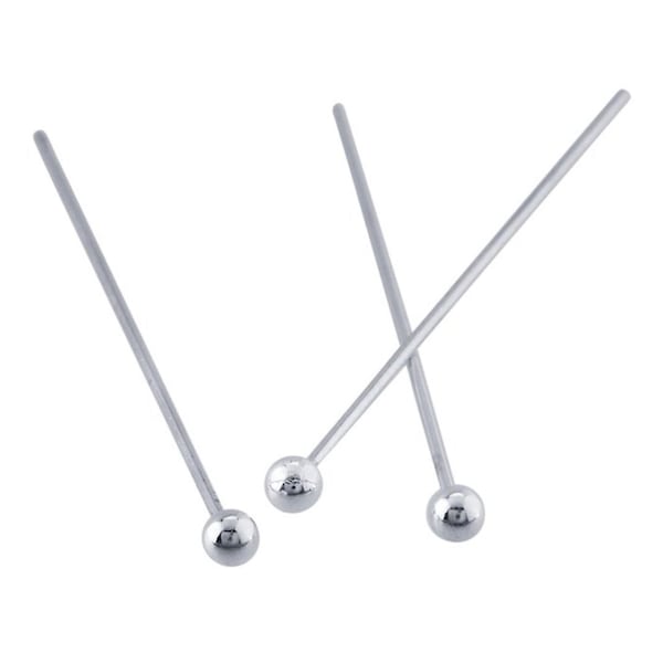 U Pick 20pc/50pc 925 Sterling Silver Jewelry Ball Head Pins 18mm 25mm 30mm 35mm For Jewelry Beading Making (Wire 0.6mm/ 22 Gauge/0.024 inch)