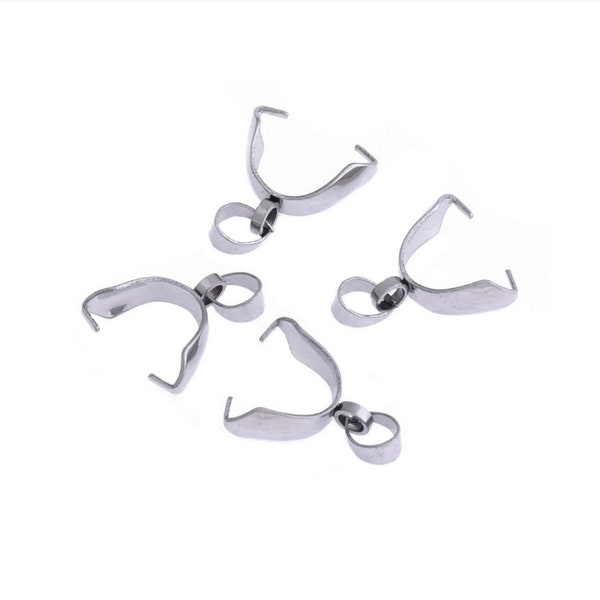 U Pick 20pcs 304 Grade Stainless Steel Surgical Pendant Pinch Bail Clip 13mm 16mm 19mm Hypoallergenic Connector for Jewelry Craft Making