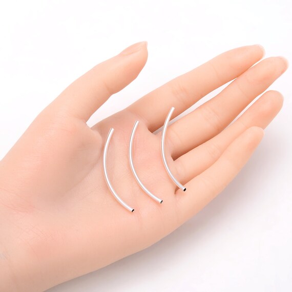 100pcs Curved Noodle Tube Spacer Beads - 50mm Antique Bronze Plated Brass For Jewelry Making