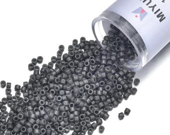 7.5 Grams  Genuine Miyuki Delica 11/0 Seed Beads Duracoat Opaque Charcoal Grey DB2368, Approx 1500 Beads/Tube for Peyote Stitch Loom Weaving