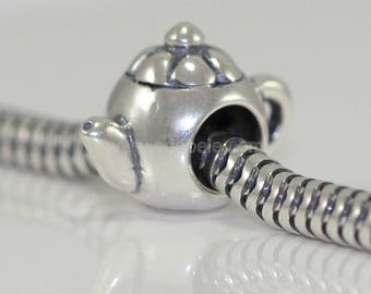 1 Stück Authentische Sterling Silber Niedliche Teekanne Großes Loch Charm Perle Kompatibel mit Pandora Alle anderen Armband Halskette Frauen Mädchen Geburtstag Geschenk