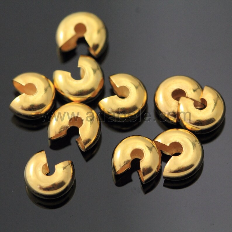 U Pick 50 x Top Quality Crimp Bead Knot Cover 3mm 4mm 5mm 6mm in 14k Gold over Copper #CF8