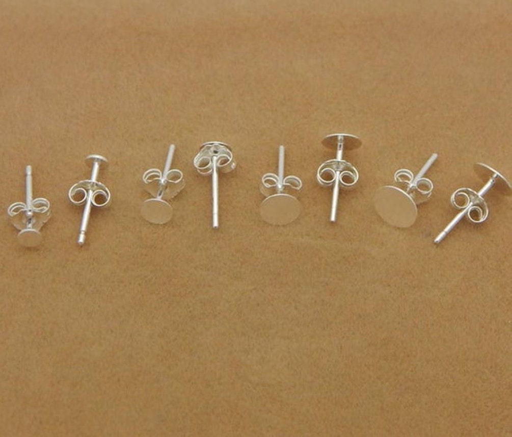 2 Paires De Tiges Pour Boucles D'oreilles En Argent Sterling 925 - Avec écrous De Fermeture
