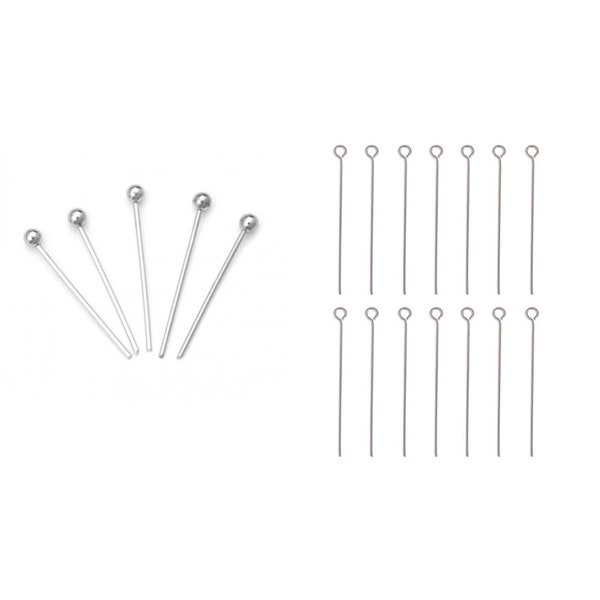 U Pick 200/500pcs 304 Grade Surgical Stainless Steel Hypoallergenic Eye Pin Ball Tip Head Pin 18 26 30 35 40 50mm for Jewelry Beading Making