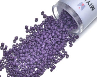 7.5 Grams Genuine Miyuki Delica 11/0 Seed Beads, Duracoat Opaque Anemone Purple DB2140,   Approx 1500 Beads/Tube Peyote Stitch Loom Weaving
