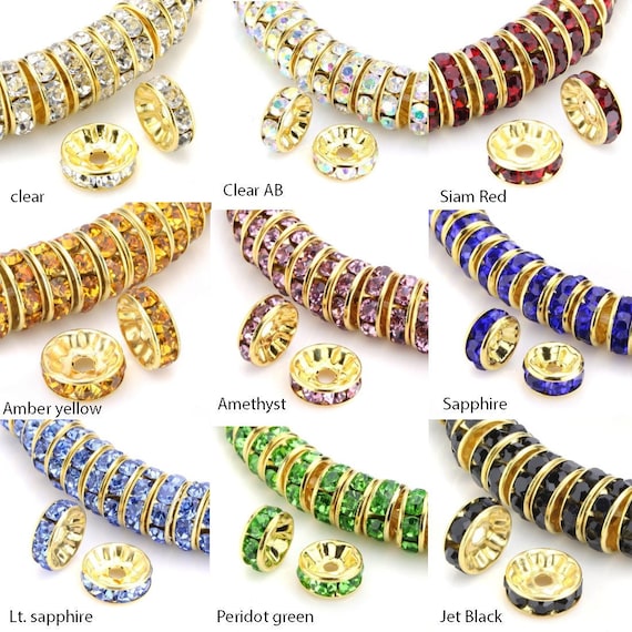 U Pick 100pcs AAA+ Quality Gold Rondelle Spacer Beads Austrian Crystal Rhinestone 5mm 6mm 8mm 10mm 12mm for Jewelry Craft Charm Making CF4