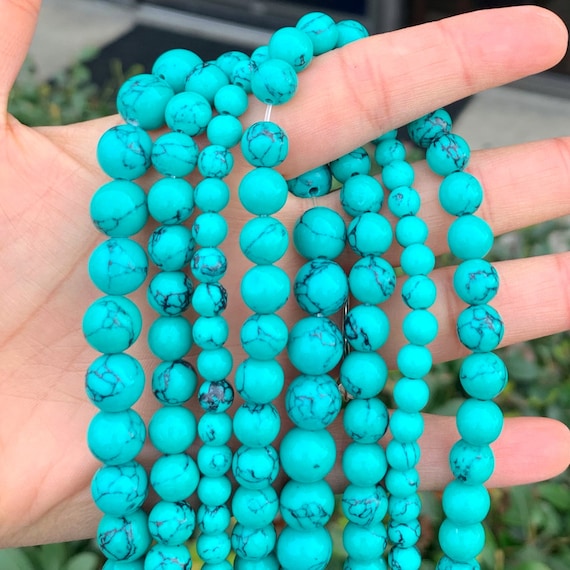 Green Turquoise Round Gemstone Beads For Jewelry Making - 6mm, 8mm, 10mm - GEM-inside - View #2