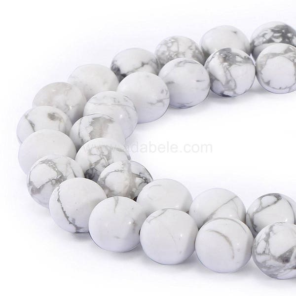 U Pick 1 Strand/15" Top Quality Natural White Howlite Healing Gemstone 4mm 6mm 8mm 10mm Round Gems Stone Beads for Necklace Jewelry Making