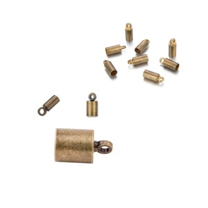 Pick 100pcs Tube Cord End Cap Barrel Glue In Antique Bronze Plated Brass for 1mm 1.5mm 2mm 2.5mm 3mm Leather Cord Wire Thread Jewelry Making
