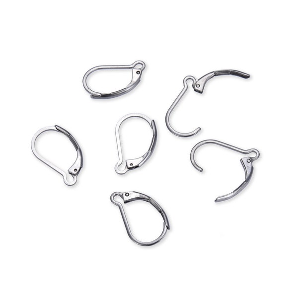 U Pick 50pc/100pc 304 Grade Surgical Stainless Steel Hypoallergenic Interchangeable Earring Hooks 17mm Leverback Earwire for Earrings Making