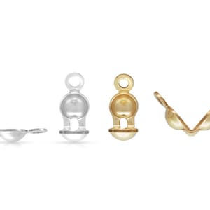 Pick 10pcs/20pcs 925 Sterling Silver Clamshell Calotte Bead Tip End Cap Knot Cover 2 Rings 4mm Cup Silver/Gold  for DIY Craft Jewelry Making