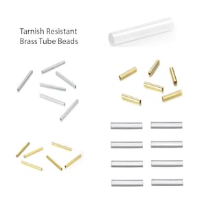 Pick 100pcs Tarnish Resistant Straight Tube Spacer Bead Sterling Silver Plated/Yellow Gold Plated 5mm 10mm 20mm for DIY Craft Jewelry Making