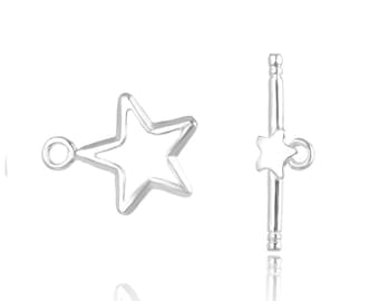 U Pick 1 o 2 juegos 925 Sterling Silver Star Toggle Clasp Set 21mm Conector para collar Pulsera Joyería de piedras preciosas Hallazgos SS27