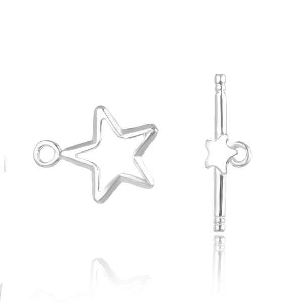 U Pick 1 or 2 Sets 925 Sterling Silver Star Toggle Clasp Set 21mm Connector for Necklace Bracelet Gemstone Jewelry Making Findings SS27