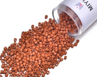 7.5 Grams Genuine Miyuki Delica 11/0 Seed Beads Duracoat Opaque Orange Terracotta DB2352,  Approx 1500 Beads/Tube Peyote Stitch Loom Weaving