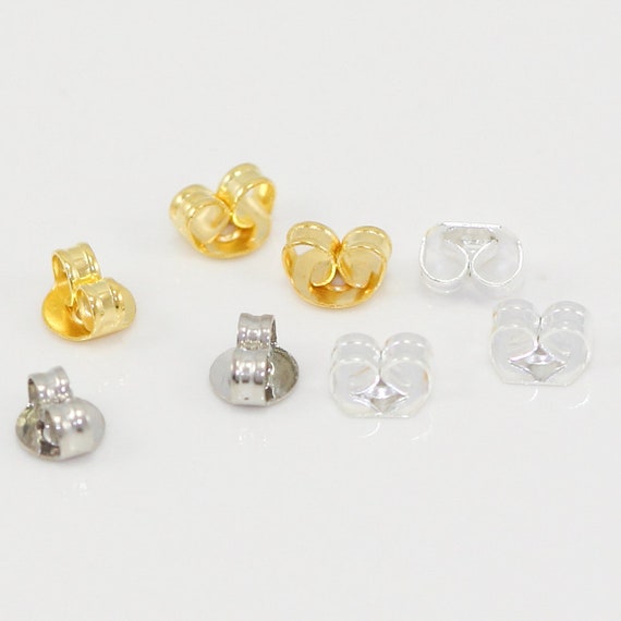 U Pick 100pc 200pc Hypoallergenic Earring Backs Stopper Silver