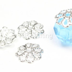 Pick 100pcs/200pcs Pretty Flower Filigree Bead Caps End Cap Sterling Silver Plated Brass 6mm 8mm 10mm For DIY Craft Charm Jewelry Making