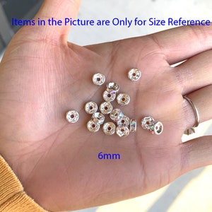 U Pick 100pc/200pc A Quality Sparkle Silver Rondelle Spacer Beads Crystal Clear Rhinestone 4mm 5mm 6mm 8mm 10mm 12mm for Jewelry Making image 6