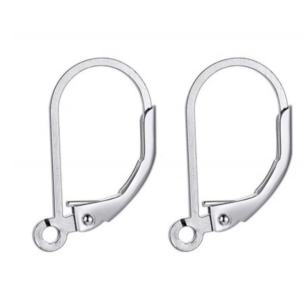 U Pick 50pcs/100pcs 304 Grade Surgical Stainless Steel Hypoallergenic Earring Hooks Leverback Ear Wire 15mm Long for Earrings Jewelry Making