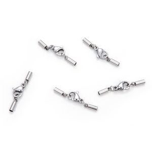 U Pick 20 Sets 304 Grade Surgical Stainless Steel Endcaps with Clasp for 1mm 1.5mm 2mm 3mm Beading Cord Wire Thread for Jewelry Craft Making image 2