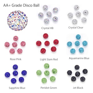 Pick 25pcs AA+ Grade Sparkle Disco Ball Crystal Rhinestone Round Spacer Beads 8/10/12mm For Earrings Bracelet Necklace Rosary Jewelry Making