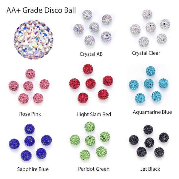 Choisissez 25 pièces de qualité AA + cristal scintillant boule disco strass rondes perles d'espacement 8 10 12 mm pour boucles d'oreilles bracelet collier chapelet fabrication de bijoux