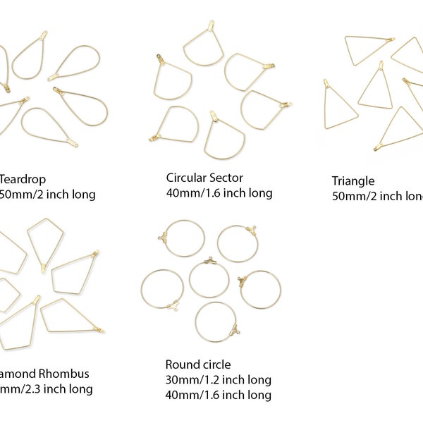 Pick 10pcs Tarnish Resistant Gold Teardrop Circular Sector Triangle Diamond Kite Round Beading Hoop Connector for Earrings Jewelry Making