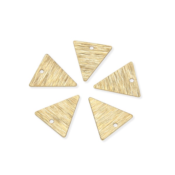 20pcs Brushed Raw Brass Triangle Charm Pendant 14mm Geometric Component No Plated/Coated Earrings Necklace Jewelry Craft Making