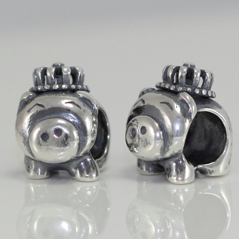 1pc Cute Sterling Silver Piggy King Charm Chinese Zodiac Charm fit All Charm Bracelets Women Girls Birthday Gifts #EC265