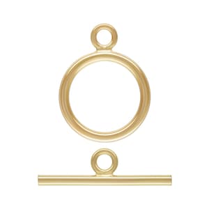 U Pick 1 Set Real 1/20 14K Gold Filled Round Toggle Clasp T-Bar Closure 10mm 11mm 15mm Non Tarnish for DIY Permanent Craft Jewelry Making