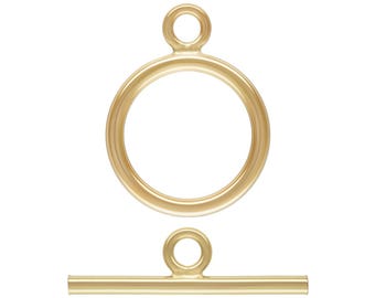 U Pick 1 Set Real 1/20 14K Gold Filled Round Toggle Clasp T-Bar Closure 10mm 11mm 15mm Non Tarnish for DIY Permanent Craft Jewelry Making